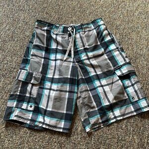 Swim trunks blue plaid